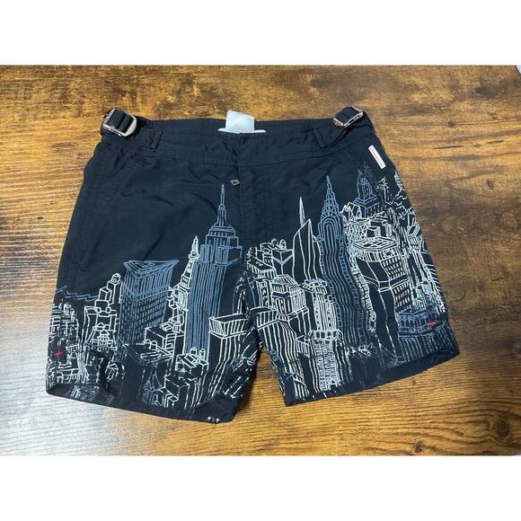 Orlebar Brown Swim Shorts NYC New York City all over print boys size 4 black - Picture 1 of 9